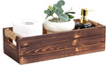 TIMRIS Rustic Wooden Box, Toilet Paper Holder, Farmhouse Bathroom Decor, Toilet Tank Basket, Decorative Storage Container (Rustic Brown)