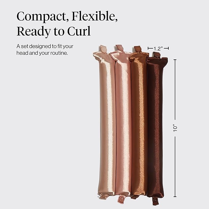 Kitsch Satin Jumbo Flexi Rods, Heatless Curling Rods - No Heat Curls Overnight, Comfortable Hair Curlers to Sleep In for Frizz-Free and No Heat Damage Styling - 4pcs, Rosewood