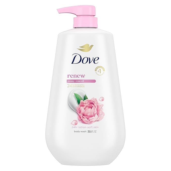 Dove 24hr Lotion Body Wash Renew Peony & Rose Oil, 30.6 oz | Hydrating body wash with MicroMoisture for 24-hour soft, healthy-looking skin