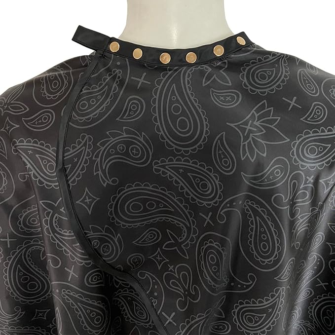 Pelocapa Barber Cape for Men, Haircut Cape with Snaps, Professional Salon Cutting Cape, Large Waterproof Hairdressing Cape Gown Apron for Hairstylist- 63”× 56”(Black Pattern)