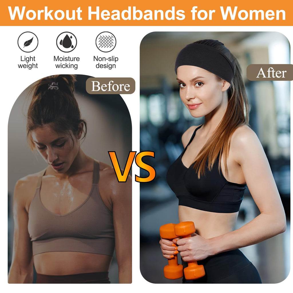 RuiYok Workout Wide Headbands for Women Non Slip Head Bands,6 Packs