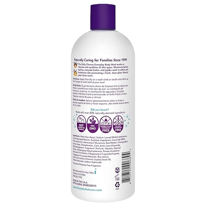 Fairy Tales Daily Cleanse Kids Body Wash | Kids Soap With Gentle, Clean Natural Ingredients | Sulfate Free, Silicone Free, Body Wash for Boys and Girls - 32 oz.