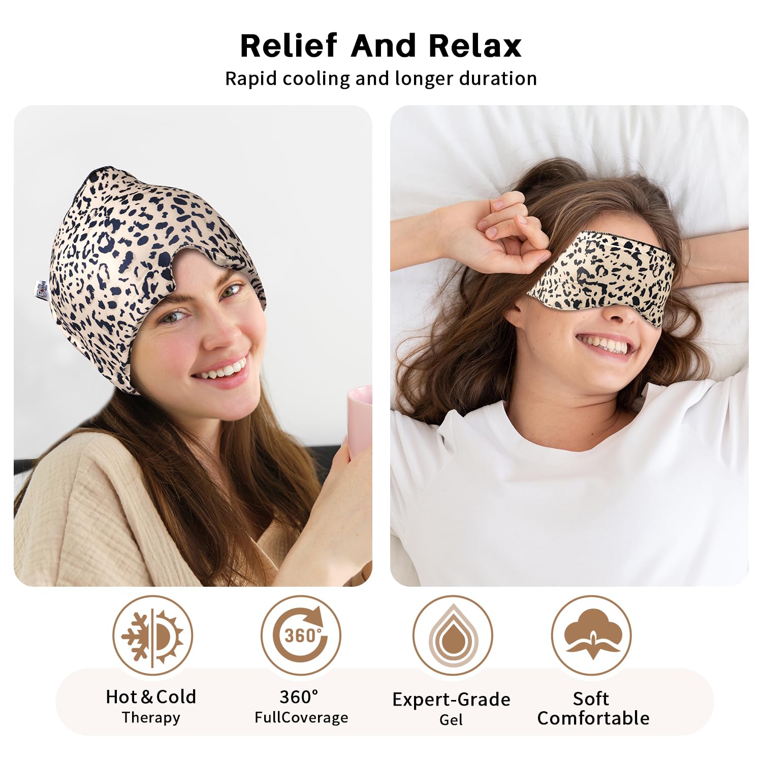 my novel things Migraine Relief Cap, Gel Headache Relief Face Ice Pack 2PK