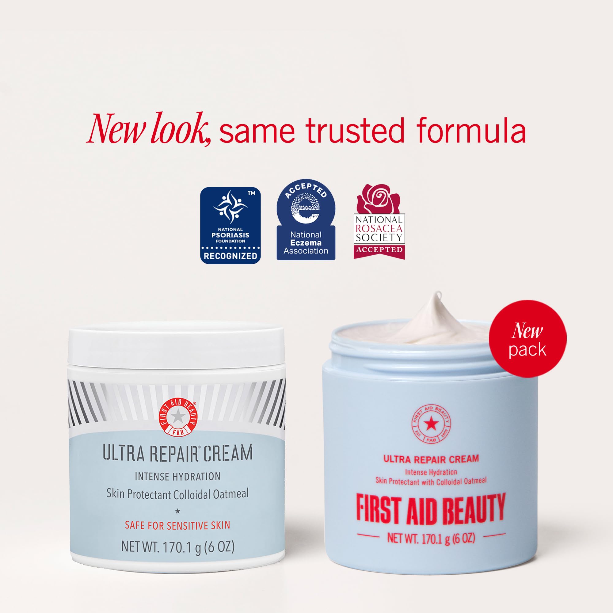 First Aid Beauty Ultra Repair Cream, Intense Hydration - Clinically Tested Face & Body Moisturizer with Colloidal Oatmeal - Supports Eczema & Dry Skin Barrier Repair - Fragrance Free - 6 oz