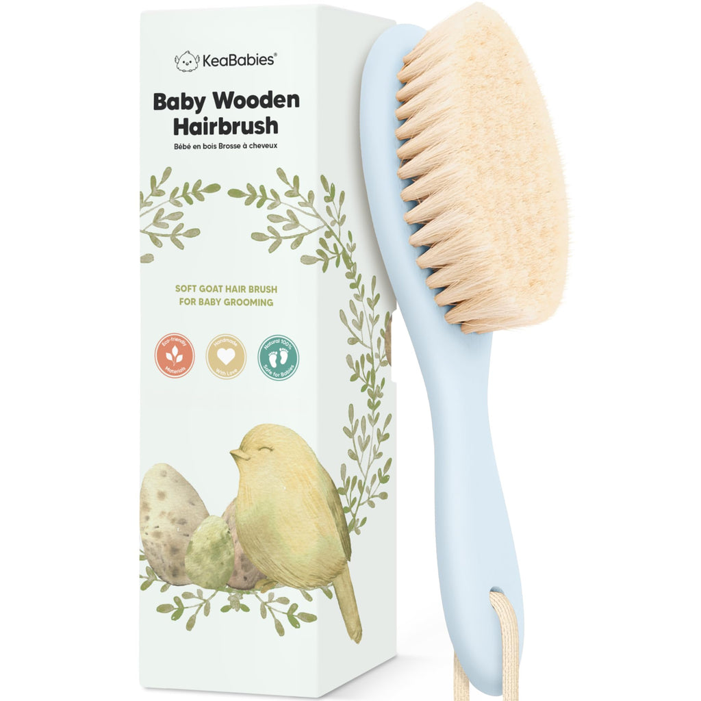 Wooden Baby Hair Brush for Toddler, Infant Cradle Cap (Frost, Regular)