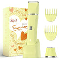 Womens Razors for Shaving - Wet/Dry 2-in-1 Beauty Dermave Bikini Shaver with Body&Facial Hair Heads, Cordless IPX7 Waterproof Trimmer for Pubic Hair&Sensitive Skin, Tiktok Trend Items (Yellow)