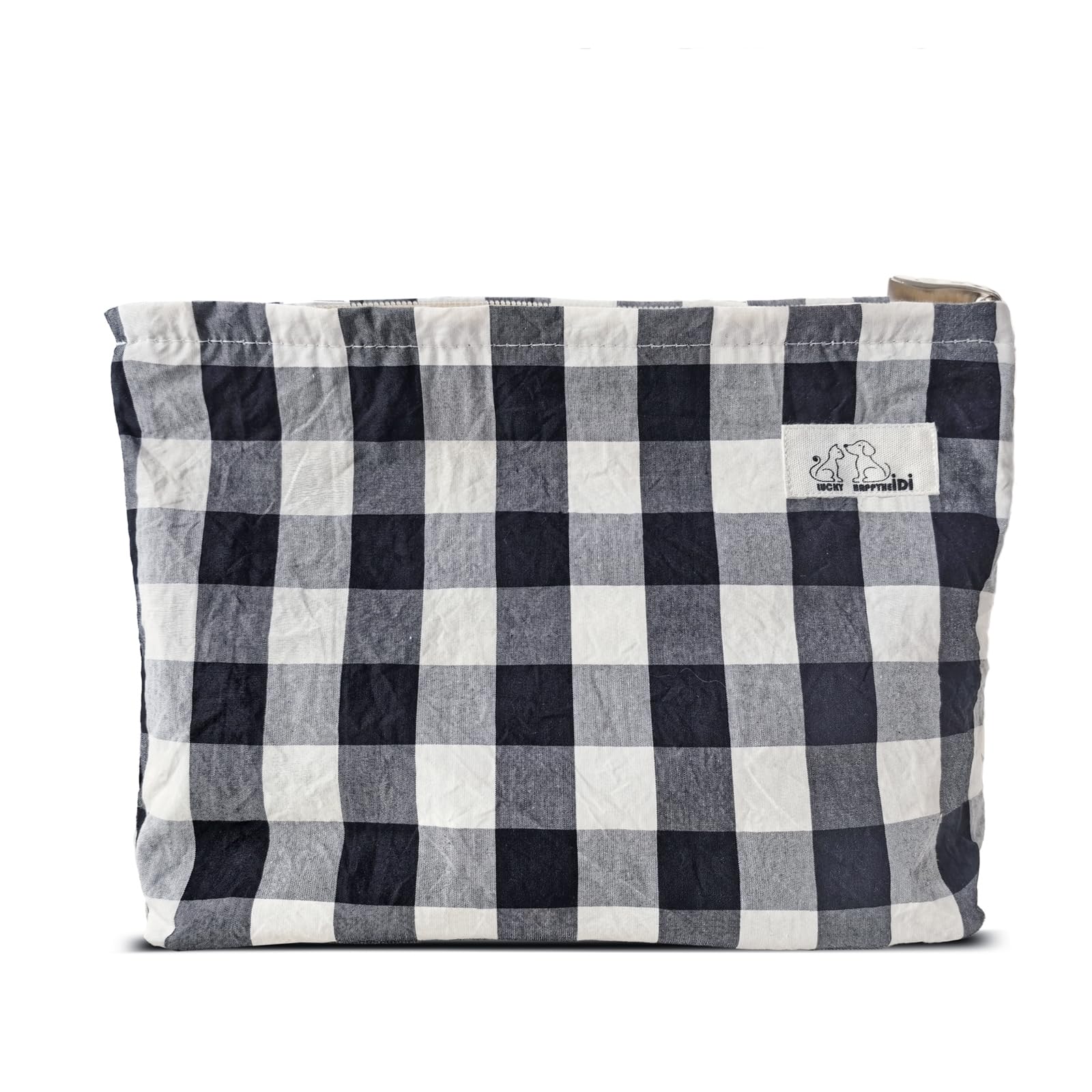 HAPPYHEIDI Large Makeup Bag Travel Cosmetic Pouch, Green Gingham