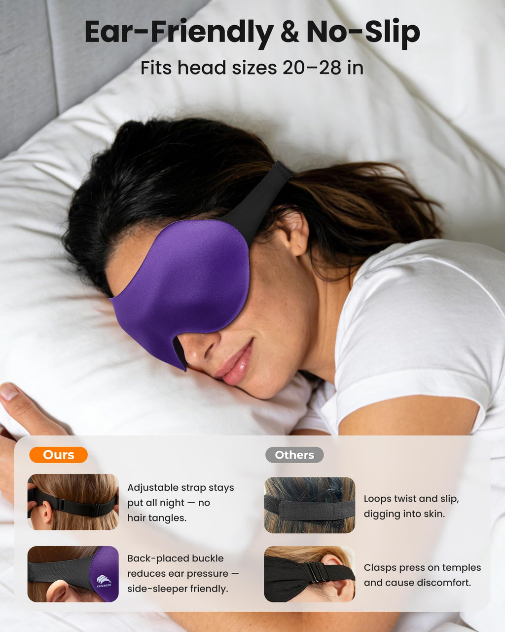 3 Pack Sleep Masks for Side Sleepers, True Blackout 3D Eye Mask for Sleeping, Zero Eye Pressure, Lash-Friendly, Adjustable Soft Eye Cover for Women Men, Travel Night Blindfold