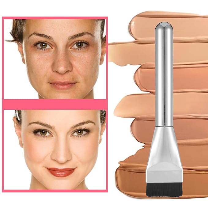 Ouligay 3 Pcs Makeup Spatula Tool Including Mixing Palette, Foundation Spatula, Palette Tray, Accessories Set For Women Girl Korean Cosmetic Tool (Metal)