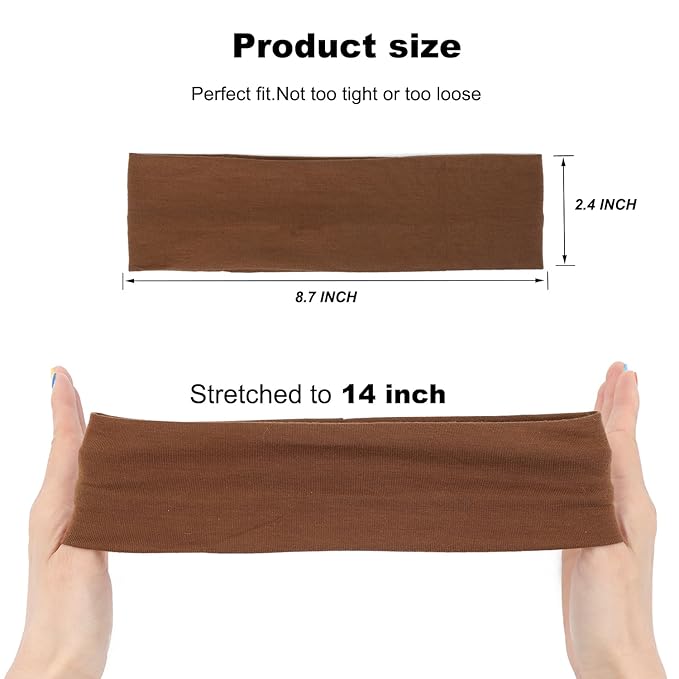 9Pcs Headbands for Women Non Slip Headband, Soft Elastic Hair Bands for Women's Hair, Fashion Cotton Cloth Stretchy Sweat Bands Headbands for Sports, Makeup, Gym, Running, Yoga, Workout (9Colors-B)