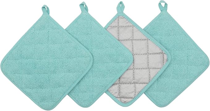GQZLUCK Cotton Pot Holders, Hot Pads for Kitchen,Set of 4, Sky Blue