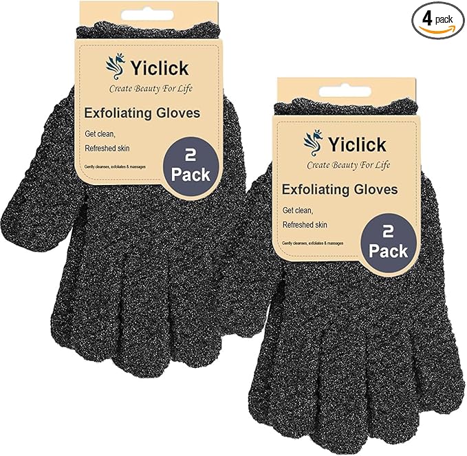 Yiclick Heavy Exfoliating Gloves, Exfoliating Body Scrubber for Bath Shower Exfoliation, Body Scrub Exfoliator for Dead Skin Remover, Exfoliate Sponge Loofah Washcloth Mitt Men Women