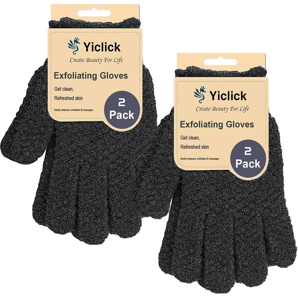 Yiclick Heavy Exfoliating Gloves, Exfoliating Body Scrubber for Bath Shower Exfoliation, Body Scrub Exfoliator for Dead Skin Remover, Exfoliate Sponge Loofah Washcloth Mitt Men Women