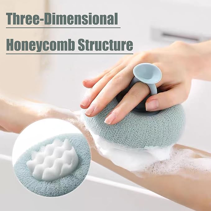 Bath Sponge, Suction Cup Bath Ball Body Scrubber, 2026 Upgraded 2-in-1 Sunflower Ball Exfoliating Bath Sponge Cleaning Brush, Mesh Shower Body Sponge Accessories for Women, Men Shower (3 Color)