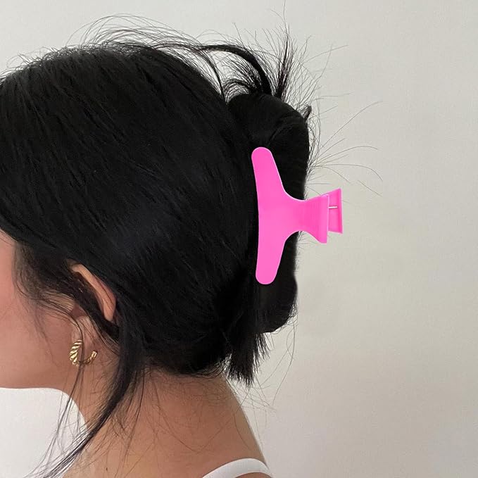 BAHABY Hair Clips for Styling Sectioning 12 Pack Pink Hot Pink Butterfly Clamps Hair Claw Clips Pro Salon Hair Clips for Styling, Sectioning, Cutting and Coloring