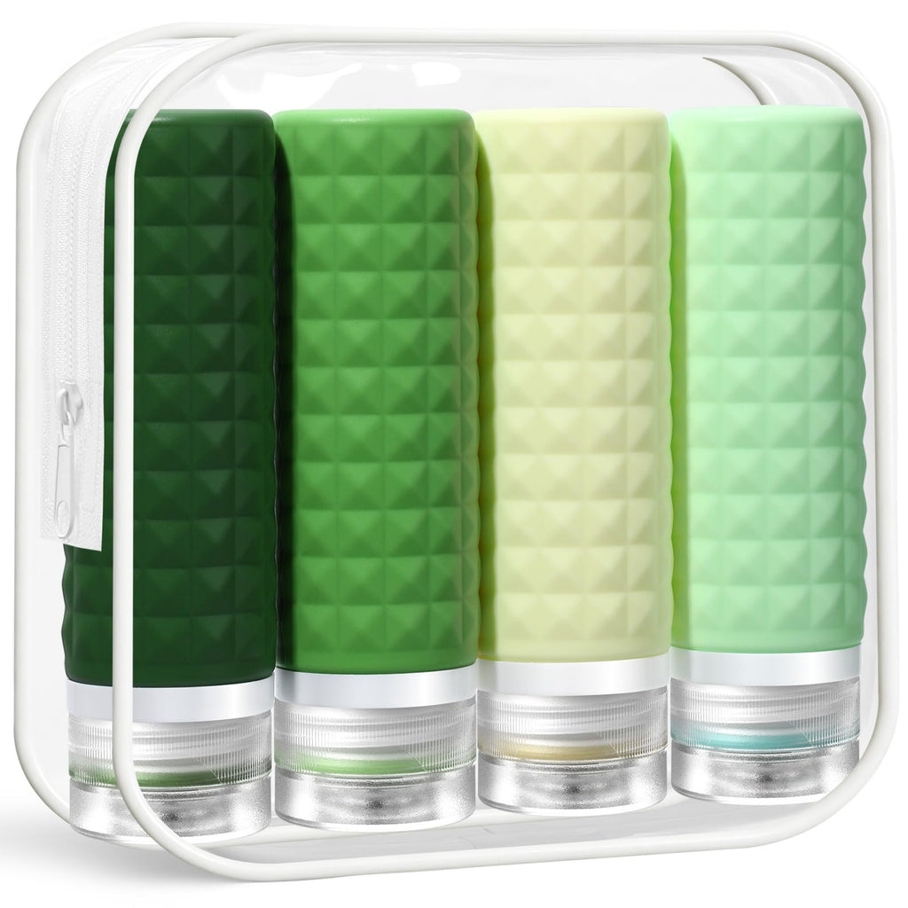 Firstfooby Travel Bottles for Toiletries, TSA Approved Travel Size Containers, Leak Proof Silicone Shampoo Bottles, Small Toiletry Containers with Clear Bag for Shampoo Conditioner Lotion