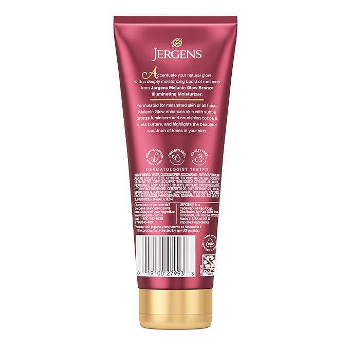 Jergens Melanin Glow Illuminating Moisturizer, Bronze, 7 fl oz