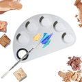 Banugo Makeup Mixing Palette, Premium Stainless Steel Cosmetic Makeup Palette with Spatula Tool, Nail-art Cosmetic Palette for Mixing Cosmetic/Nail Polish/Pigment (Semicircle)