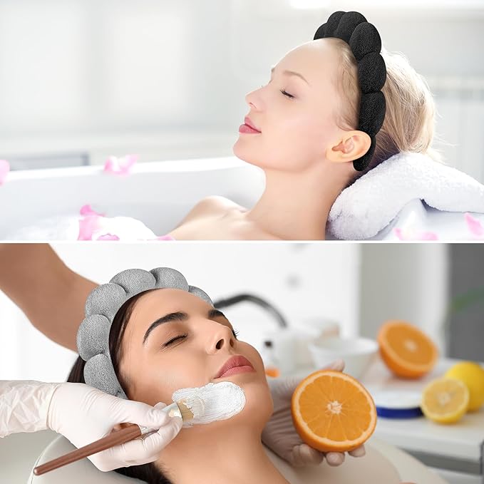 Ztomine Spa Headbands for Washing Face or Facial, Set of 2 Skincare Headbands, Terry Cloth Headband Wash Combo Pack - Puffy Makeup Washing, Mask, Skin Treatment
