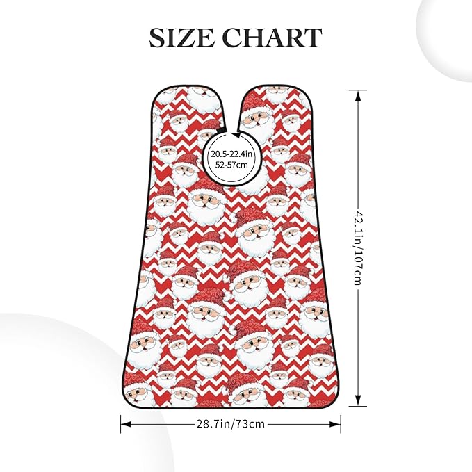 Adjustable Beard Bib, Non-Stick Hair Catcher Cape for Men's Shaving, Waterproof with 2 Suction Cups, Merry Christmas Santa Claus Shave Bib
