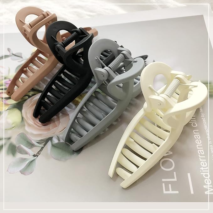 Nalodu 5 Pack Hair Claw Clip Large Matte 4.3 Inch No Slip Big Butterfly Jaw Clips Clamp Assorted Colors for Thin Fine Medium Thick Hair Women