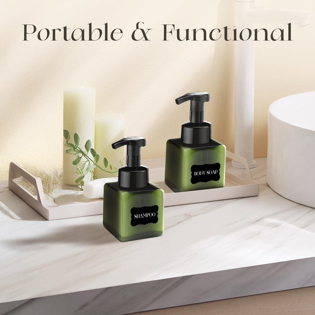 30 Pcs 8.5 oz Foaming Soap Dispenser Plastic Foaming Pump Bottle, Refillable Dispenser with Plastic Pump, Empty Hand Bottles for Liquid Soap, Shampoo, Bathroom,Hotel,Restaurant (30, Green)