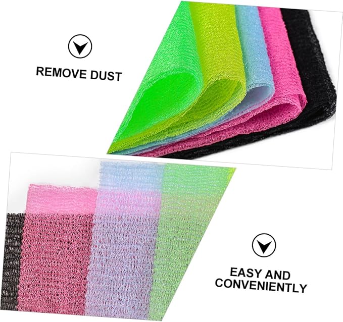 BIUDECO 5Pcs Exfoliating Back Scrubber Strap Body Washer for Healthy Skin Long Belt Bathing Accessory Promotes Circulation Enhances Shower Experience Random Colors Random Color
