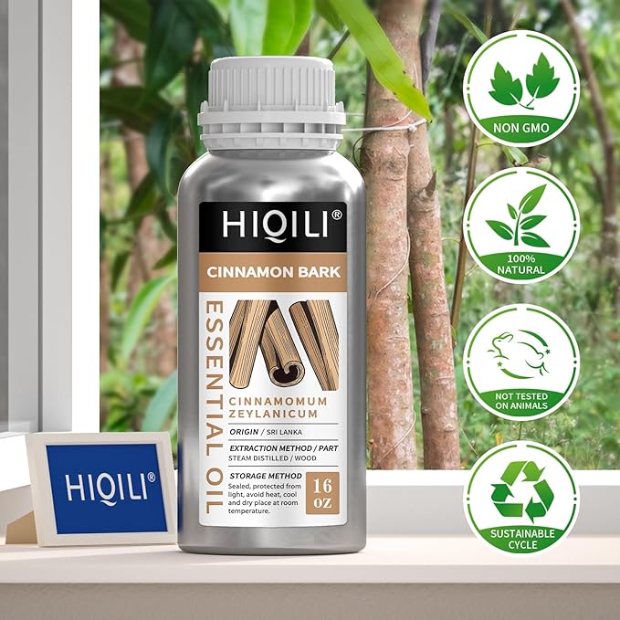 HIQILI Cinnamon Bark Essential Oil for Versatile DIY, Diffuser & Skin