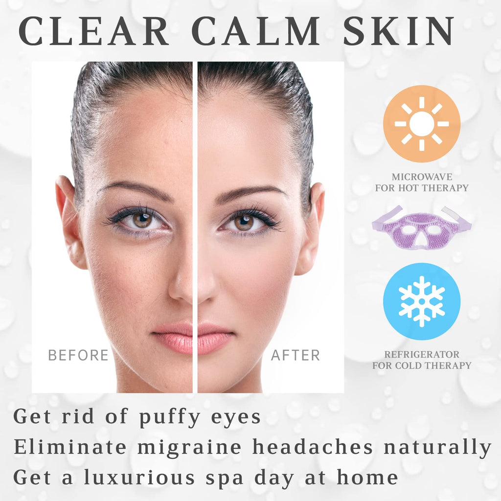 Ice Face Eye Mask for Woman Man,Hot or Cold Gel Face Ice Mask Reusable