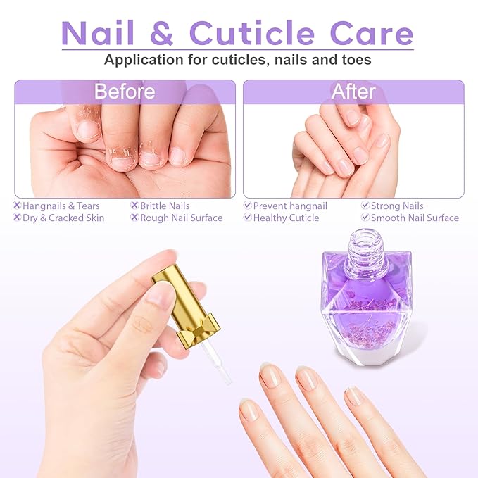 Cuticle Oil, Cuticle Nail Oil Infused with Real Flowers, Lavender 12ml