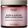 SOULSPA PURE Rose & Almond Body & Foot Scrub - Rejuvenating & Hydrating Exfoliating Body Scrub for Luxurious Skin Care, 10 oz