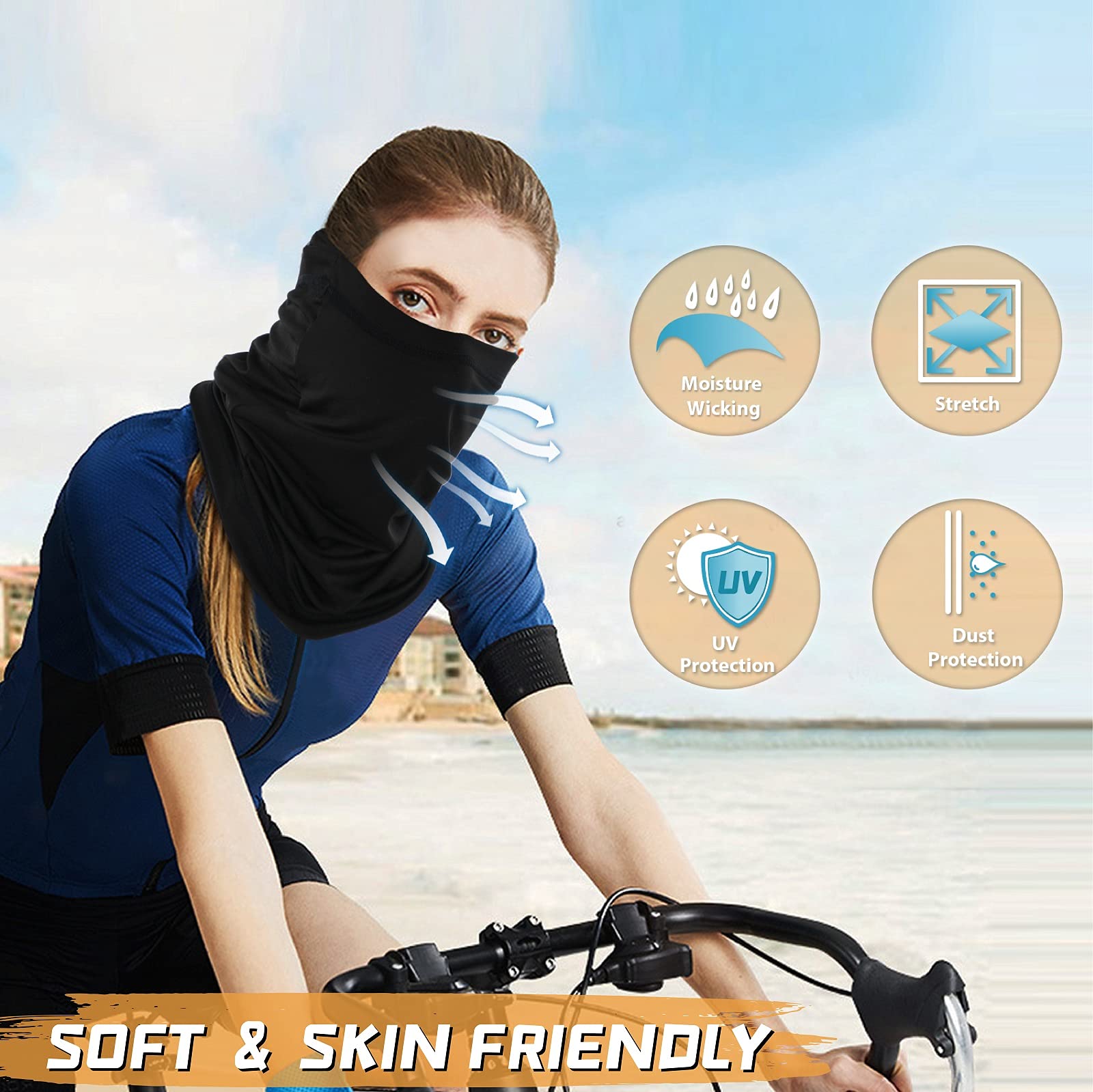 Finvizo Neck Gaiter Face Mask: 4 Pack Cooling UV Protection Breathable