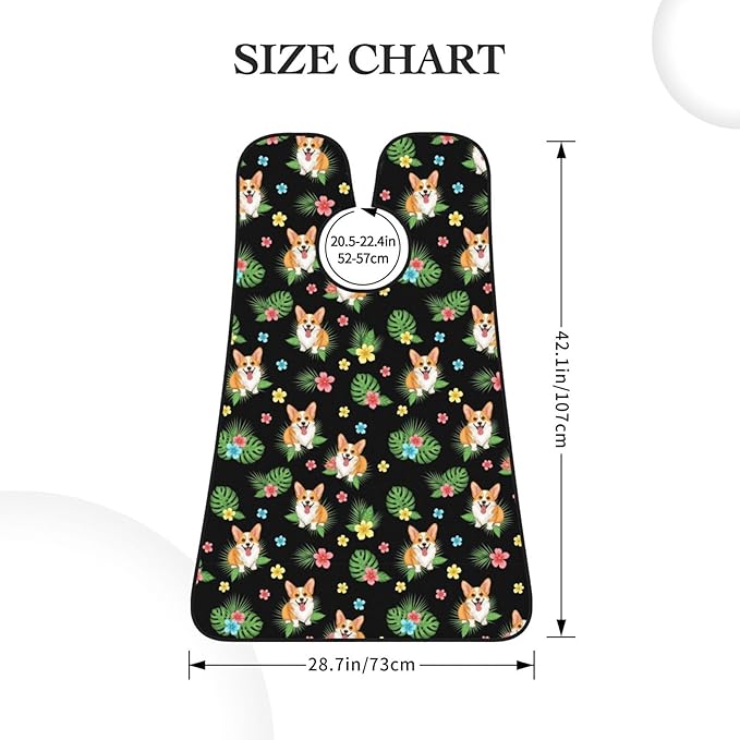 Professional Beard Bib, Non-Stick Hair Catcher Apron Waterproof, Shaving Grooming Essential for Men Dad, Cute Corgi Dog Tropical Leaves Peony Flowers Shave Bib