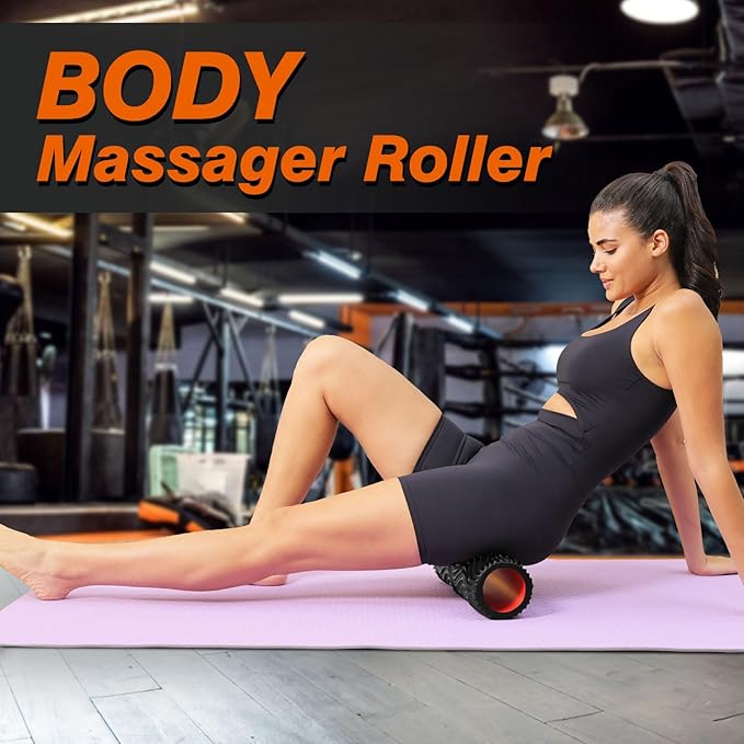 CINDALOG Foam Roller, 15" High Density Foam Back Roller, Wave Textured Massage Roller for Deep Muscle Massage Pilates Yoga,Fitness Exercise Roller for Whole Body Release(Black)