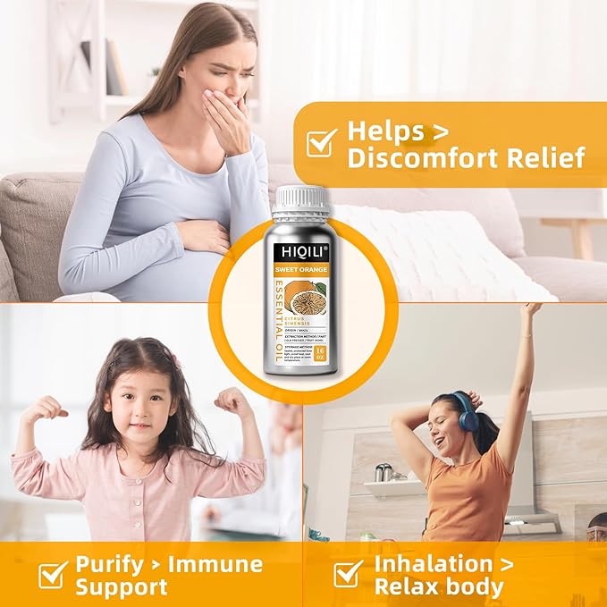 HIQILI Sweet Orange Essential Oil Large Capacity for Skin Care & Diffusers