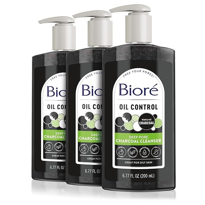 Biore Deep Pore Charcoal Face Wash For Oily Skin, 6.77 fl oz, 3pk