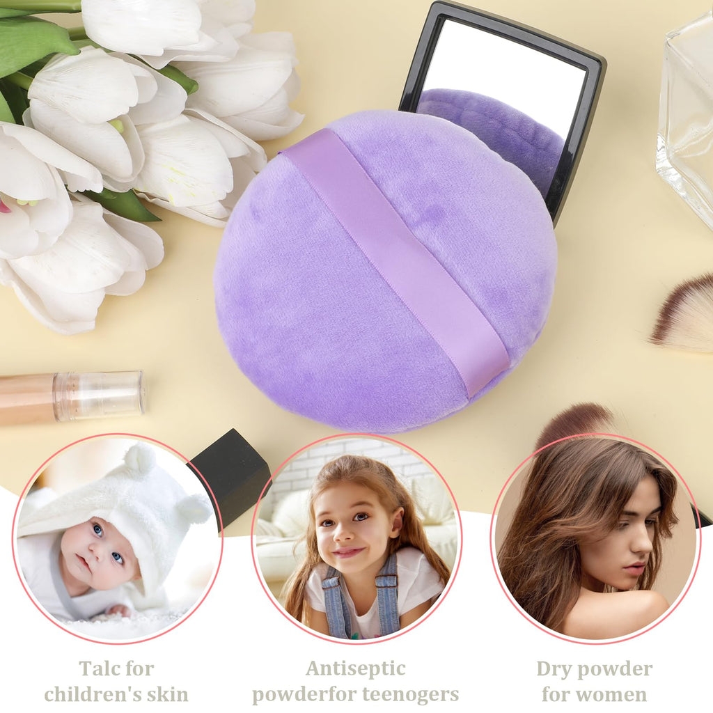 Large Size Body Puff, 5 Inches Ultra Soft Velour Puffs Washable Round Makeup Sponge Applicator for Face Cleaning, Makeup & Loose Bath Setting Body Powder, Foundation Blending
