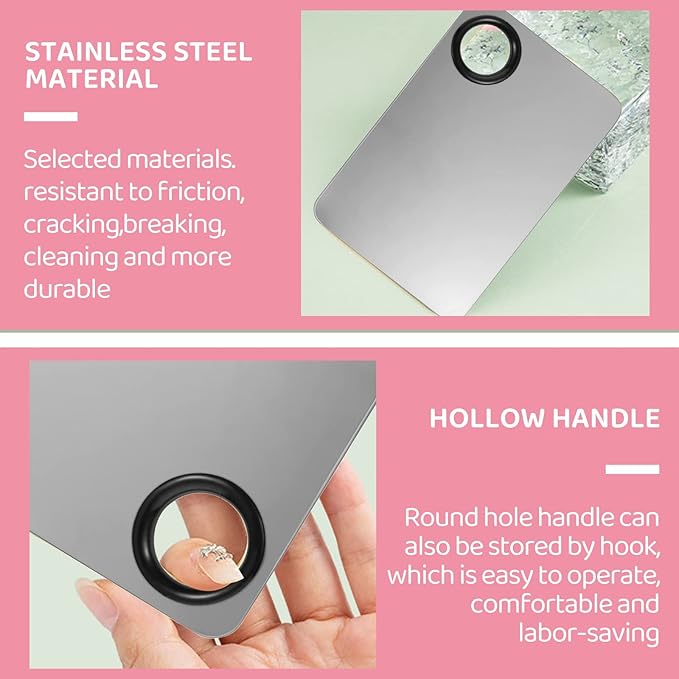 KissDate Makeup Mixing Palette with Foundation Brush for Liquid Makeup and Korean Makeup Spatula, Stainless Steel Makeup Palette Tray Mixer Nail Art Palette Mixing Tray