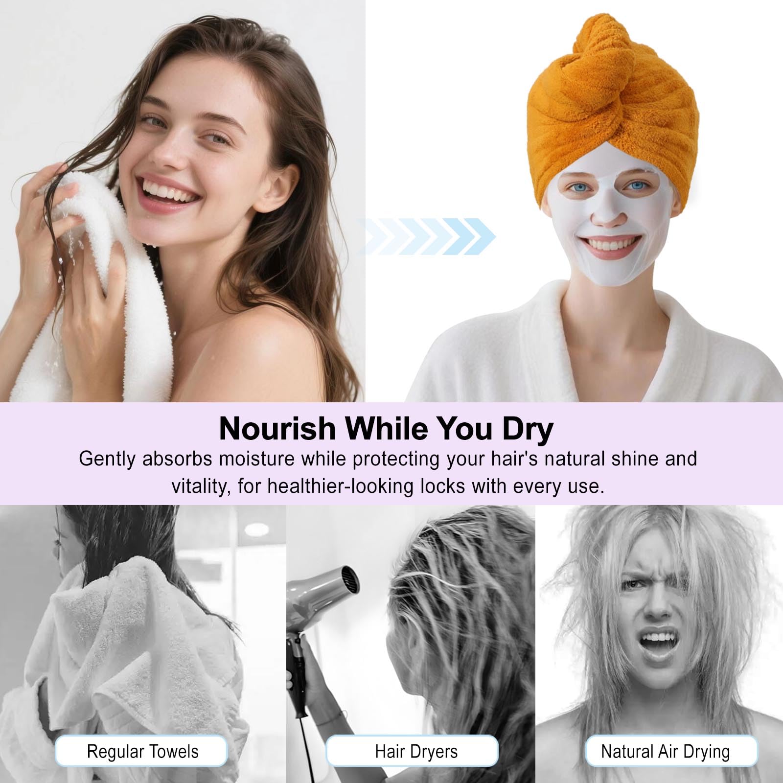 AGKXHDEC Microfiber Hair Drying Towel Wrap,Hair Turbans Towel for Wet Hair