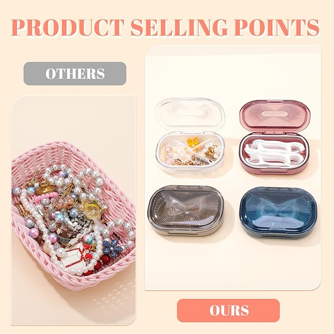 bomyarJr 4 Pcs Qtip Holder Hair Tie organizer Small Container Portable Travel Qtips Case Cotton Swab Holder Flosser Dispenser 4 Soft Colors 3.94 x 2.76 Inch