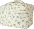 uekeboag Large Travel Quilted Makeup Bag for Women, Floral Cotton Cosmetic Bag, Coquette Aesthetic Floral Toiletry Organizer Bag(Blue Pattern