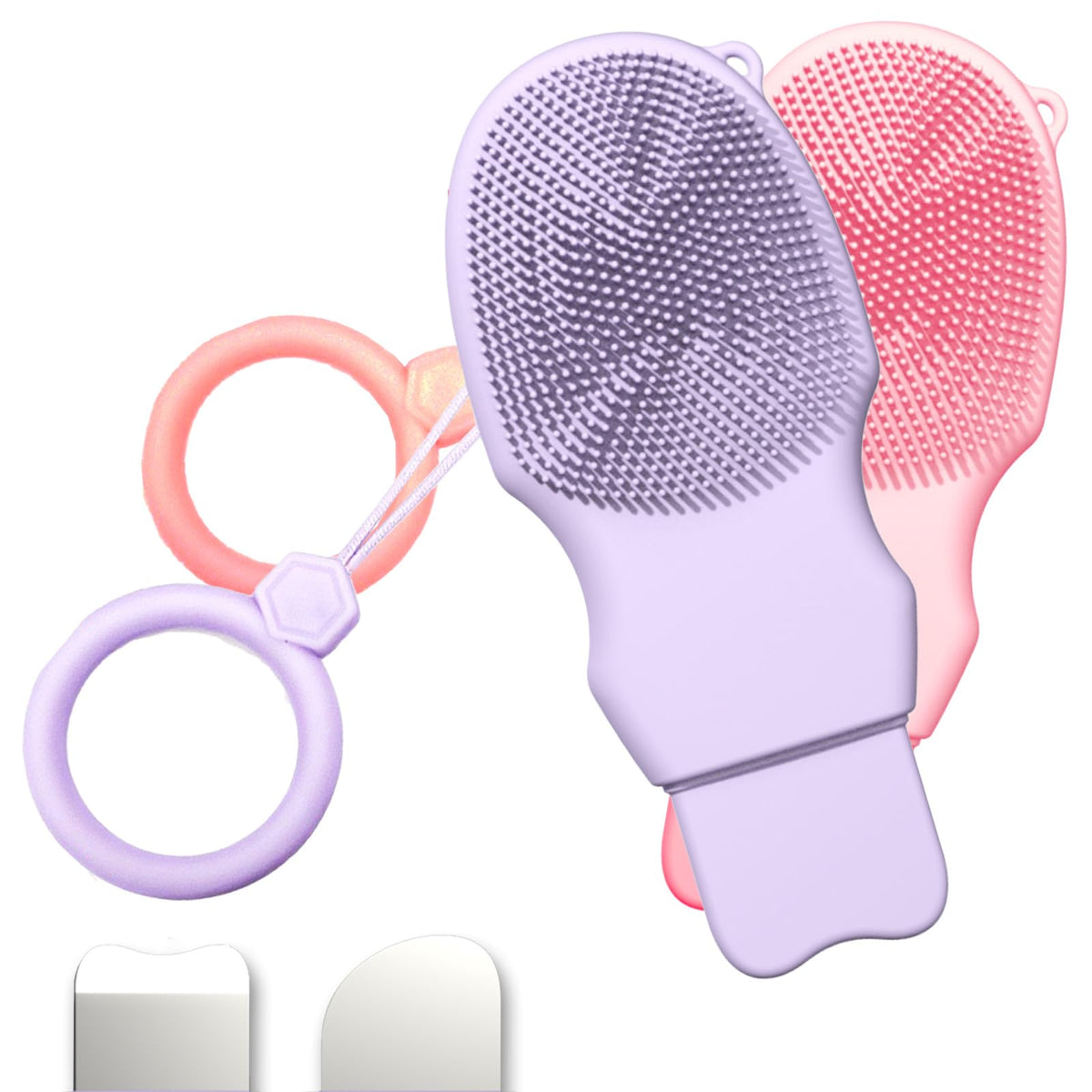 2-Pack Blackhead Remover Double Headed Scraper, Silicone Face Scrubber for Deep Cleansing, Portable Mini Skin Care Tool for Men & Women (Pink + Green)