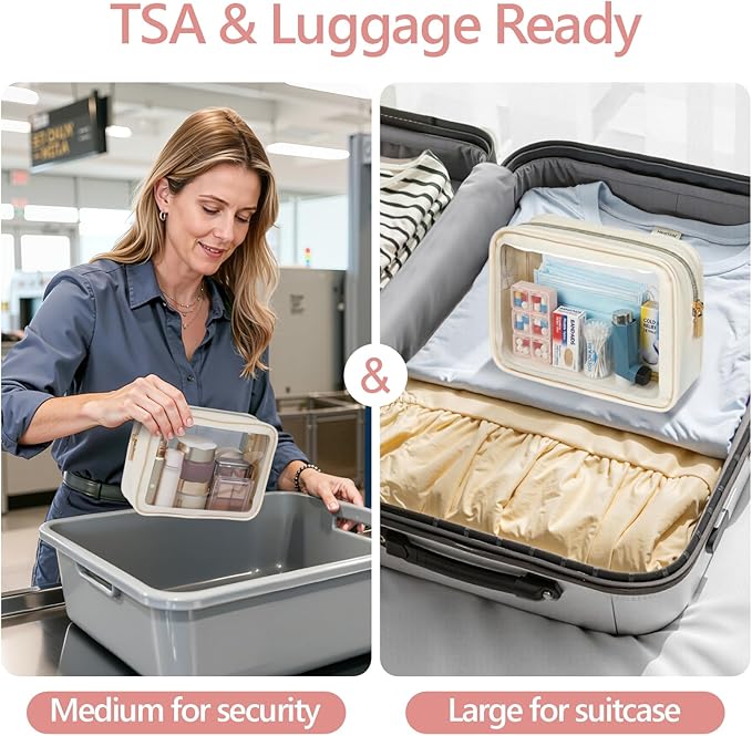 PACKISM Clear Makeup Bag - 1 Medium for Carry-on 1 Large Checked Luggage