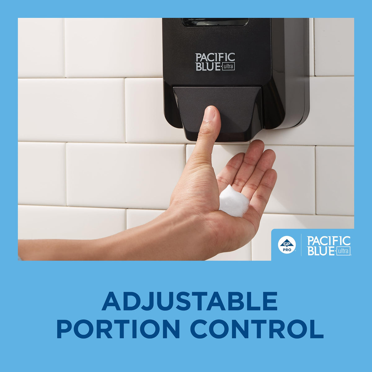 Pacific Blue Ultra Wall-Mounted Manual Dispenser for Foaming Hand Soap and Hand Sanitizer by GP PRO (Georgia-Pacific), Brushed Stainless, 53060, 11.5" W x 5.6" D by 4.4" H