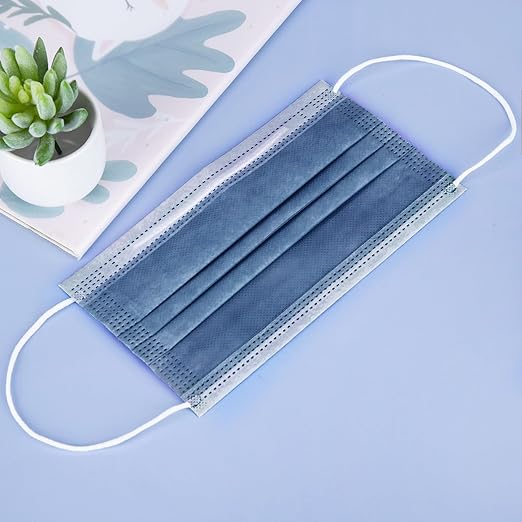 Borje Navy Disposable Face Masks 100 Pcs Navy Blue Face Mask 3 Ply Protection Masks