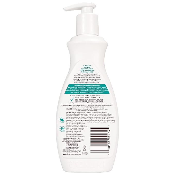 Palmer's Cocoa Butter Formula Skin Firming Body Lotion, Toning & Tightening Cream with Q10, Collagen & Elastin, Pump Bottle, 13.5 Oz. (Pack of 2)
