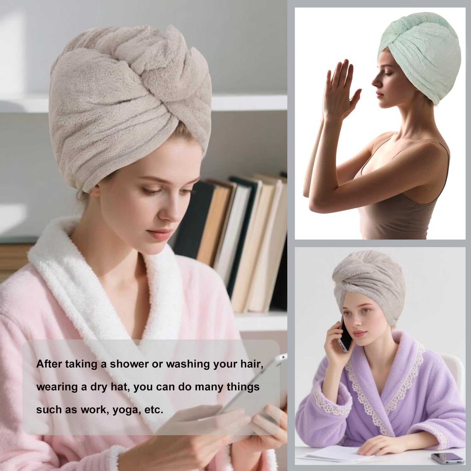 AGKXHDEC Microfiber Hair Drying Towel Wrap,Hair Turbans Towel for Wet Hair