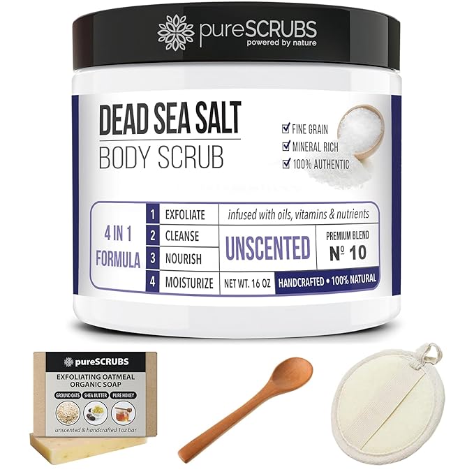pureSCRUBS Unscented Exfoliating Body Scrub For Sensitive Skin, Large 16oz