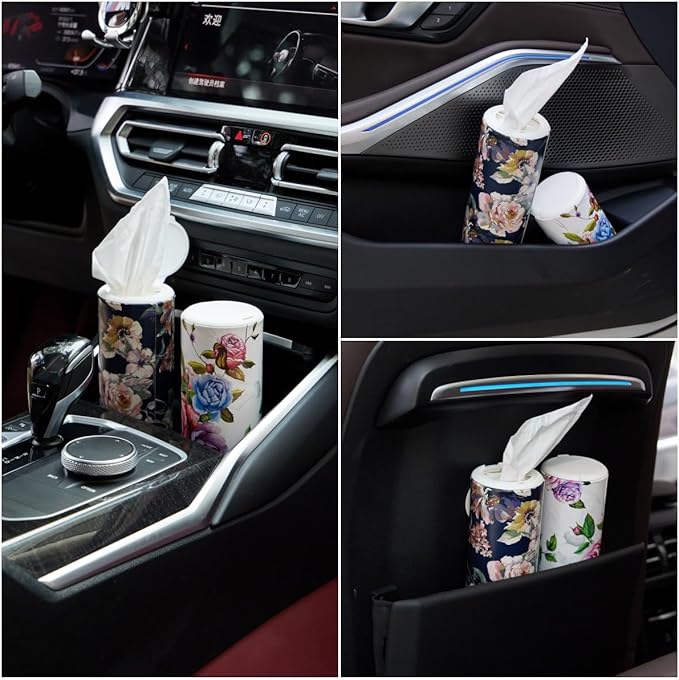 Facial Tissue Cylinder Holder with Cap, Travel Tissue Tubes Box Container, Suitable for Car Cup Holder (4 Pack, 200 Sheets)
