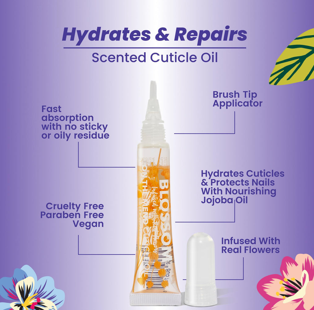 Blossom Cuticle Oil Pen for Nails, On the Mend Scented Travel Nail Oil for Growth and Strength, Infused with Real Flowers 0.34oz, Rose